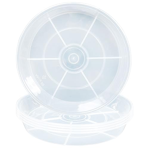 6 Pack Plant Saucer Drip Tray 9 10 inch, Plant Dishes Saucer, Heavy Sturdy Plastic Planter Flower Pot Saucers for Indoor Outdoor Garden, Plant Water Drip Trays for pots (10", Clear)