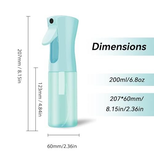 Continuous Mist Spray Bottle for Hair, Face & Plants (6.8oz/200ml) - Ultra Fine Travel-Size Water Mister for Salons, Cleaning, Pets & Skincare Leakproof Design - view 7