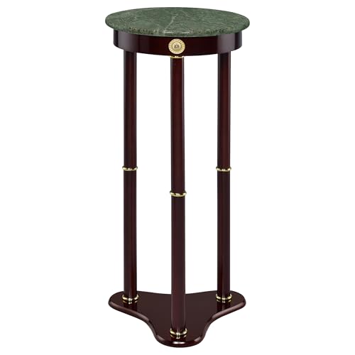 Coaster Edie Traditional Green Marble Top Round Plant Stand Merlot 3315