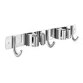 Broom and Mop Holder Wall Mounted, Broom Hanger Storage Rack, Stainless Steel Mop Hanger, Dustpan Holders with 2 Racks and 3 Hooks, Heavy Duty utility hooks for hanging brooms and mops