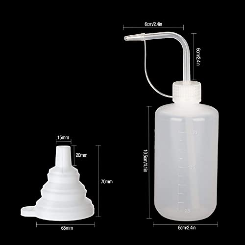 Wash Bottle 250ml 3Pcs – Plastic Squeeze with Cap & Funnel - view 2