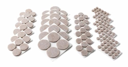Felt Pads 162 PCS Beige, Felt Furniture Pads for Protecting Hardwood Floors, Round, Assorted Sizes Value Pack, Self-Stick design, Protecting from nicks, dents and scratches (SP845-NA) - view 2