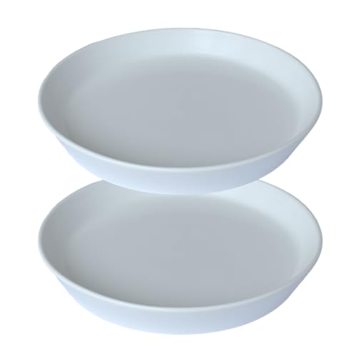 Ceramic Plant Saucer Tray 2 Pcs 3 4 Inch White, 4.2" OD x3.5 ID x0.7 Deep Round Sturdy Heavy Duty Glazed Bevel Planter Drip Flower pots with Catch Basin for Indoor Outdoor Plants(3" White)