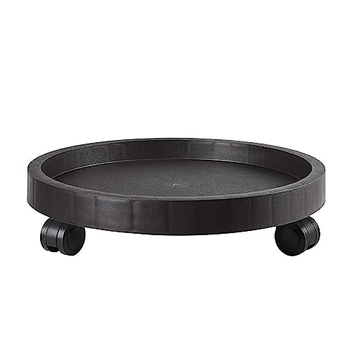 14.2 Inch Planter Caddies Rolling Saucer Caddy with Wheels, Heavy Duty Wheeled Stand for Potted Plant, Round Coaster Roller Base Tray with Casters, Flower Pot Dolly Holder for Indoor Outdoor