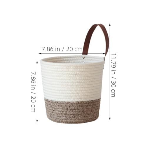 Cotton Wall Hanging Basket with Handle, Dual Use Storage Organizer for Home - view 2