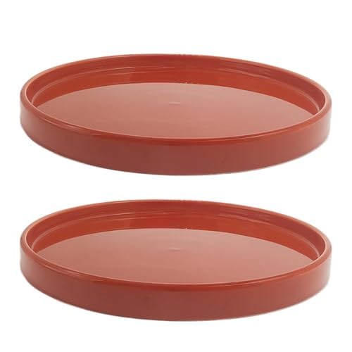Ceramic Plant Saucer 2 Pack, 8 Inch Terracotta Red, Fits 7 to 8 Inch Pot Bases, Heavy Duty Glazed Drip Tray Catches Water for Indoor Outdoor Potted Plants