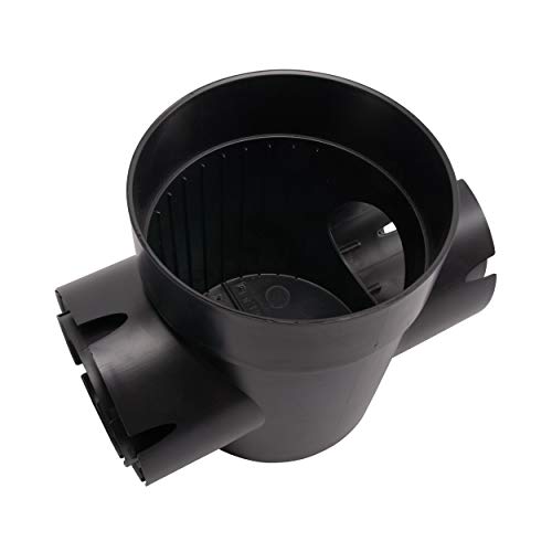 201 Round Spee-D Catch Basin Drain, 2 Outlets, Connects to 3-Inch and 4-Inch Drain Pipes, Manages Light Water Flows, 6-Inch, Plastic, Black - view 4