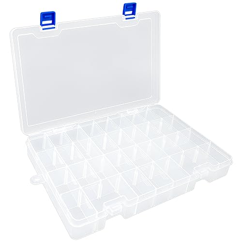 Plastic Organizer Storage Box, Adjustable Divider 34 Grids, 1 Pack