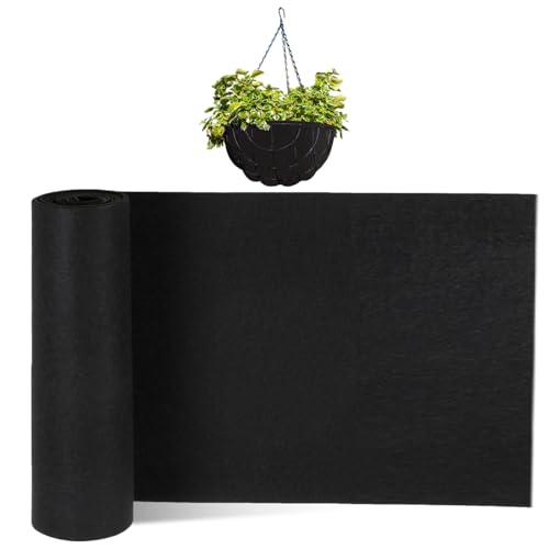 1 Roll 12x120 Inch Felt Liner Roll Fabric Planter Natural Coconut Non Woven Black Liner Sheets Plant Potting for Garden Planters Flower Basket Animal Pets