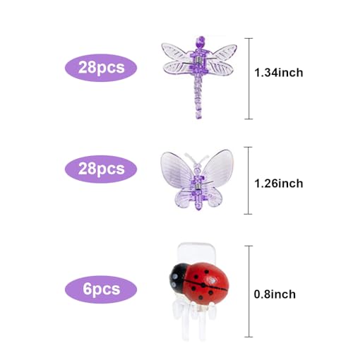 62pcs Orchid Clips Colorful Butterfly Plant Clips Ladybug Orchid Support Clips Dragonfly Vine Clips Garden Plant Vine Flower Clips - view 2