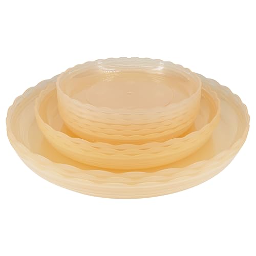 12Pcs Clear Plant Saucer, 6 8 10 Inch Durable Plastic Plant Tray, Round Plant Pot Saucers, Drip Tray for Indoor and Outdoor Garden, Amber Brown