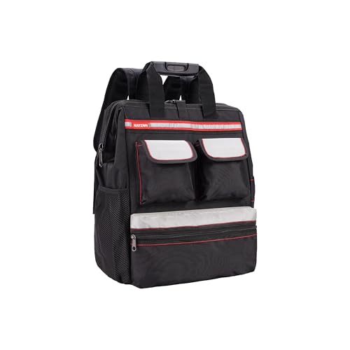 Backpack Tool Bag with Padded Back Support Heavy Duty Tool Kit Carrier Storage Bags for Electrician, Plumber, HVAC, Cable Repairman