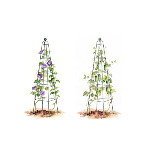 6.5 ft Pyramid Obelisk Garden Trellis, Metal Rustproof Plant Support Rose Trellis, Tower Potted Cages for Flowers Fruits Vegetable Vines Indoor & Outdoor - view 6