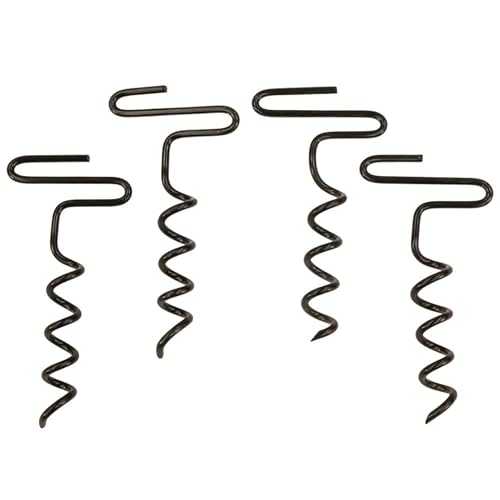 OUTDOORS Auger Stakes, Heavy Duty Tent Stakes for Blinds and Tarps, 4-Pack,Silver