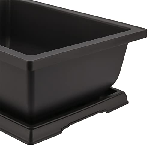 4 Pack Large Plastic Bonsai Pots, 11.5 Inch Rectangular Built in Mesh Bonsai Training Pots with Trays, Plant Flower Tree Growing Bonsai Planter for Garden Supplies, Yard, Office, Room, Balcony - view 3