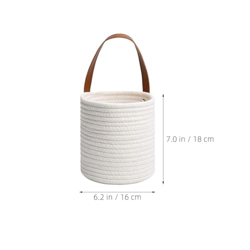Cotton Wall Hanging Storage Basket 2pcs with Leather Handle - view 2