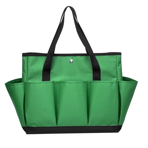 Garden Tool Bag with Interior Exterior Side Pockets, Gardening Tote Bag for Garden Plant Tool Set Store Content Bag, 8 Storage Pockets (Green)