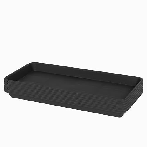 6 Pack Plastic Plant Tray Saucer Rectangular, Heavy Duty Planter Saucers for Indoors, Plant Water Drip Trays for Flower Pot Planter, Windowsill Pot Tray, Seed Starting Growing Trays