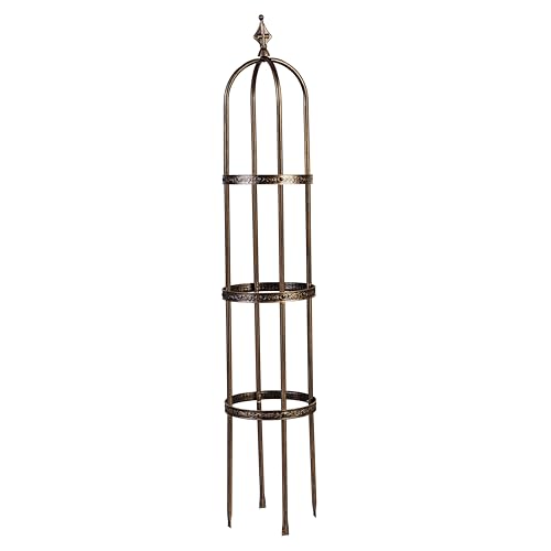 Evergreen 5 ft Garden Trellis for Climbing Plants Vines, Jasmine & Flowers, Rustproof Metal Obelisk Trellises, Outdoor & Indoor Plant Support for Potted Planters (Antique Copper)