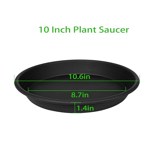 6 Pack Plant Saucer 10 inch, Heavy Duty Plastic Plant Saucers 10 inch, Durable Plant Tray for Pots, Flower Saucers for Indoors, Plant Pot Saucers, Trays for Planter 8"/9"/10" (Black) - view 2