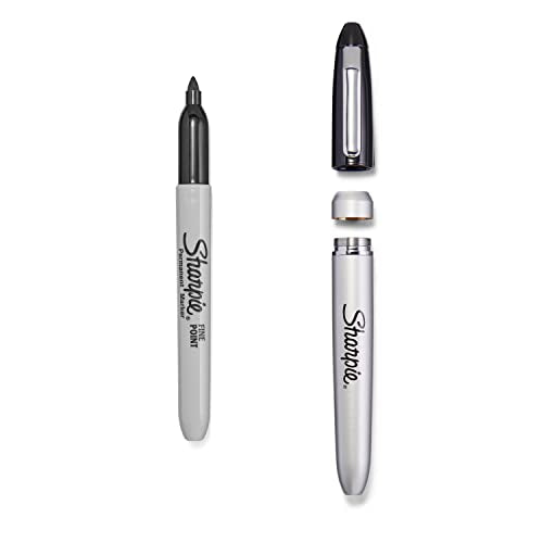 Permanent Markers with Stainless Steel Marker Case Fine Point Black 6 Count - view 7