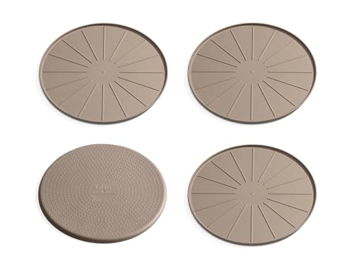 12" Coasters for Home Surfaces, Anti-Skid, No-Slip knibs - Set of 4, Tan - (8A12CSTTN)