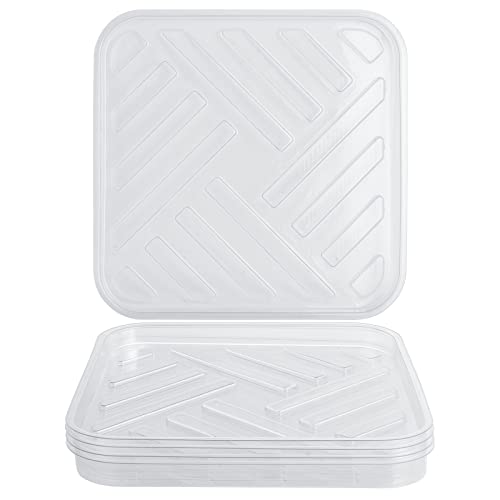 5 Pack 12 Inch of Plastic Plant Saucer, Square Clear Drip Trays for Indoors & Outdoor Plants, Durable Thick Saucer for Flower Pot (12")