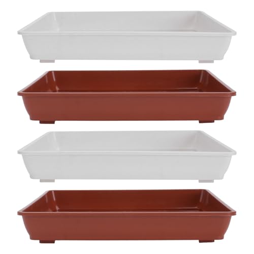 4pcs Plastic Plant Pot Trays, Reusable Soil Containment Bonsai Base
