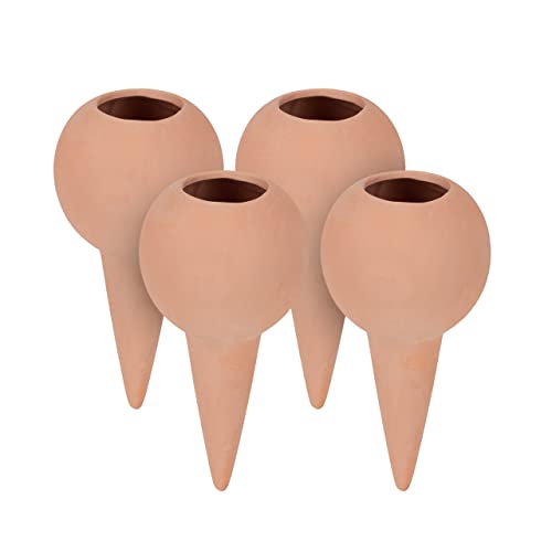 Clay Watering Spikes, Set of 4, Stakes for 1.5 L Plastic Bottles