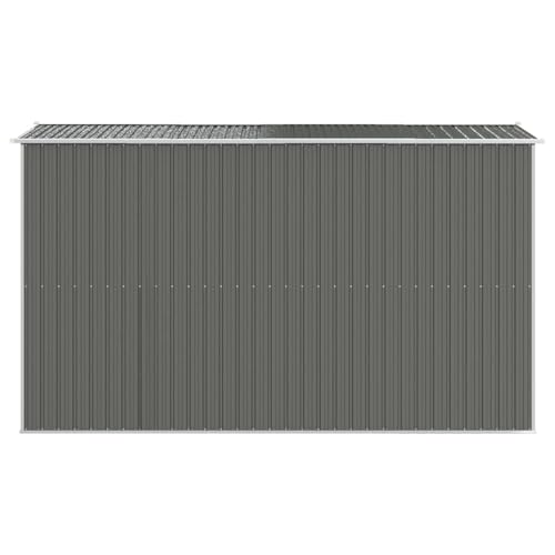 Garden Shed, Large Galvanized Steel Storage with Sliding Doors, Light Grey, 75.6 x 140.6 x 87.8 Inches, for Outdoor Tools and Gardening Supplies - view 5