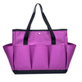 Garden Tool Bag with Interior Exterior Side Pockets, Gardening Tote Bag for Garden Plant Tool Set Store Content Bag, 8 Storage Pockets (Purple)