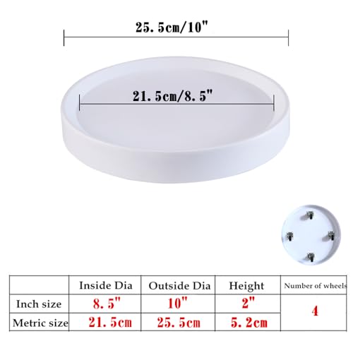 10" Plant Caddy with Hidden Wheels,2Pack White - view 2
