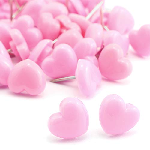 100pcs Heart Shape Push Pins for Home School Office Notice Board Cork Board,Cute Thumbtacks Tacks Decorative Pushpins Accessories Supplies Pink