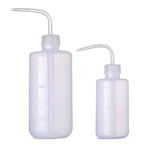 Squeeze Bottle Plant Watering Can Eye Wash Bottle Squeeze Irrigation Plastic Small Watering Can for Indoor Plants Tattoo (2pcs, 250ml and 500ml)