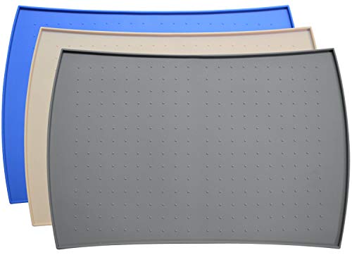X-Large Waterproof Dog Food Mat (34x23). FDA Grade Silicone [Superior Hygiene, Non-Toxic, Multiple Sizes] Extra Large Dog Food mat for Floors,Grey