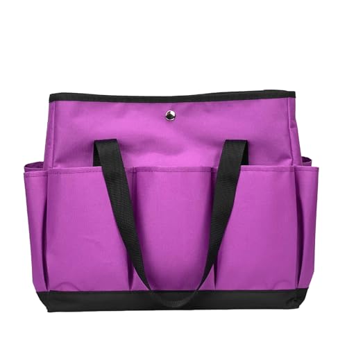Garden Tool Bag with Interior Exterior Side Pockets, Gardening Tote Bag for Garden Plant Tool Set Store Content Bag, 8 Storage Pockets (Purple) - view 2