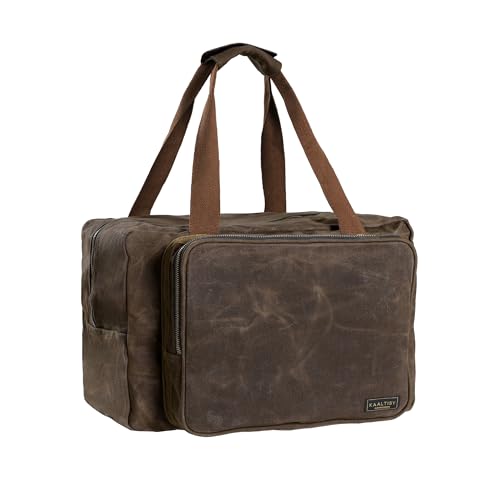 16oz Waxed Canvas Tool Bag – Robust Zipper Garden Tools Tote with 3 Compartments & Padded Handle (Grey) – Tool Organizer for Gardening Wire Cutters Goggles