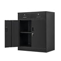 Metal Storage Cabinet, 36" H Locking Storage Cabinet with 2 Drawers and Adjustable Shelf, Metal Cabinets for Office, Garage, Home-Black