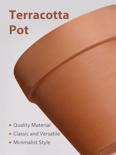 Terracotta Pot with Saucer 10&12 Inch - Ceramic Clay Pot for Plants with Drainage Hole, Large Terra Cotta Flower Planter with Tray for Indoor Outdoor Plants - view 4