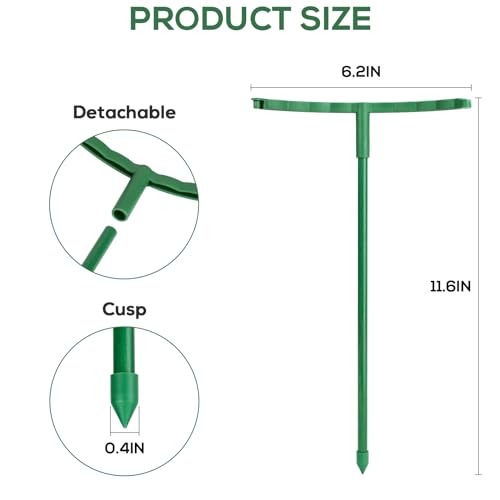24 Pcs Plant Support Stakes, Half Round Plant Support for Indoor Plants, Stackable Garden Flower Support, Plant Stakes for Tomato, Monstera, Peony, Hydrangea Climbing Plants (6.2 "Wide X 11.6" High) - view 3