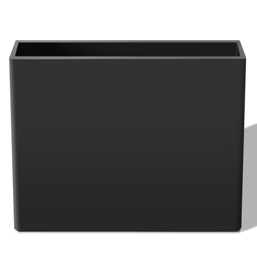 Rectangular Planter Box for Outdoor Plants, Large Tall Resin Garden Pots for Front Porch, Patio, Indoor (Black, 25 x 21 inch)