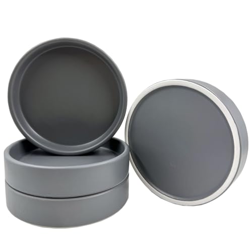 Ceramic Plant Saucer 4 Pack, 4.5 Inch Gray, Fits 4 Inch Pot Bases, Heavy Duty Glazed Drip Tray Catches Water for Indoor Outdoor Potted Plants
