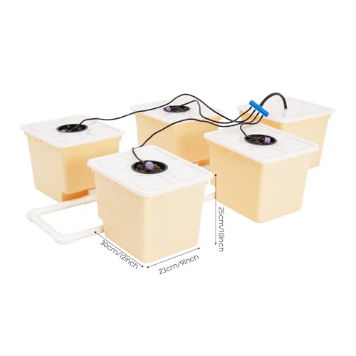 Bucket Drip Growing System, 5 Hydroponic Plant Buckets Kit Top Feed Drip Hydroponics Growing System, Indoor Outdoor Recirculating Deep Water Culture Hydroponic Bucket System Gardening Supplies - view 2