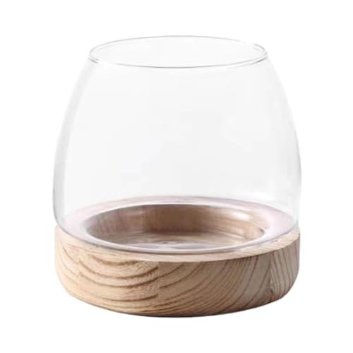 Glass Planter Propagation Stations Wooden Rack Clear Plant Holder for Garden Office Desk, Medium