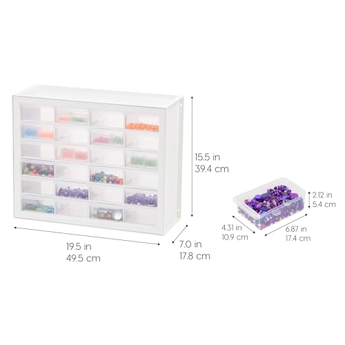 24-Drawer Plastic Storage Cabinet, Teacher Toolbox, White - view 3