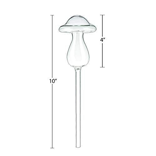 Mushroom Shaped Self-Watering Globes - 2 Pack Glass Automatic Plant Waterer for Indoor Outdoor Plants, Water Bulbs & Decorative Stakes for Plant Lovers - view 6