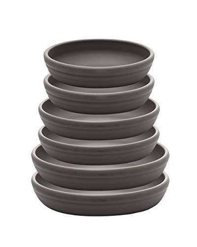 Round Plastic Plant Saucer Drip Tray Set of 6 for Indoor Outdoor Home Garden Flower Plant Container Flower Pot Pallets ((9.4''+10.4"+12'') x2, Dark Grey)