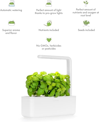 Click & Grow Indoor Herb Garden Kit with Grow Light | Smart Garden for Home Kitchen Windowsill | Easier Than Hydroponics Growing System | Vegetable Gardening Starter (3 Basil Pods Included), White - view 5