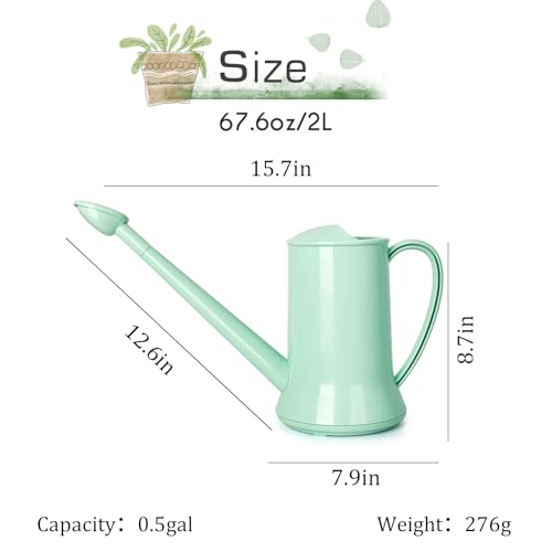 Small Watering Can, 67oz (1/2 Gallon) Indoor Houseplants Green - view 2