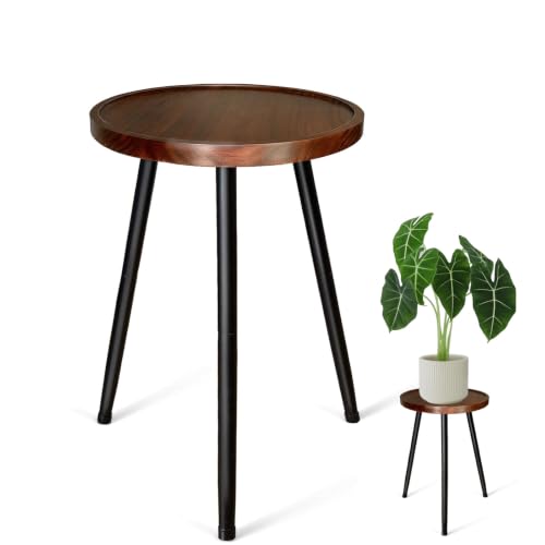 Acacia Wood Tall Plant Stand Indoor, Wooden Plant Stand Indoor Tall Plant Holder Table with Raised Edges Plant Riser for Inside Pot (12"x17")